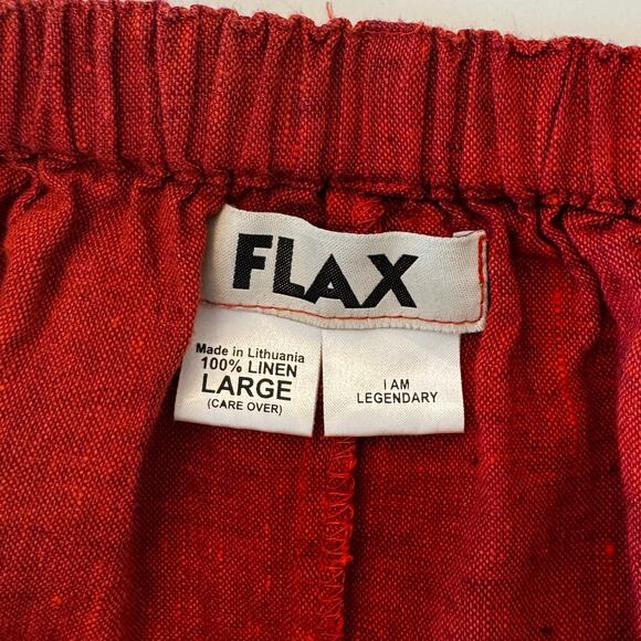 FLAX Linen Midi Skirt Patch Pockets with Back Slit Brick Red L - Picture 9 of 10